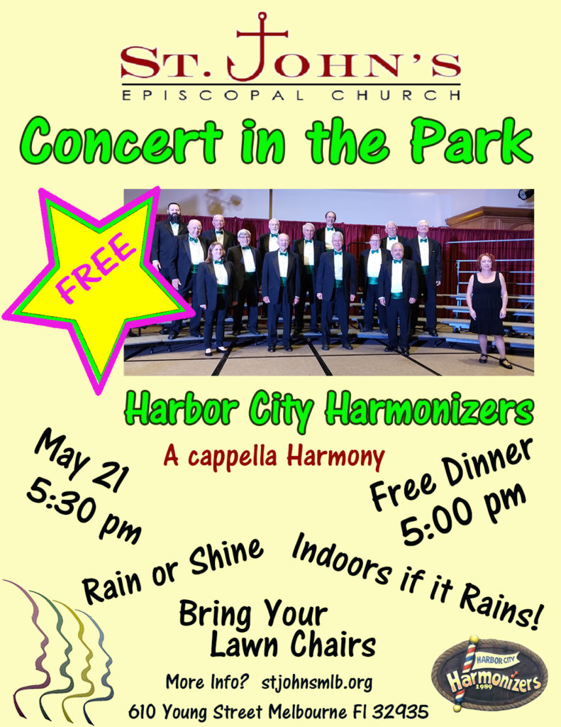 Concert in the Park
May 21, 2023
5 pm
st johns episcopal church
stjohnsmlb.org